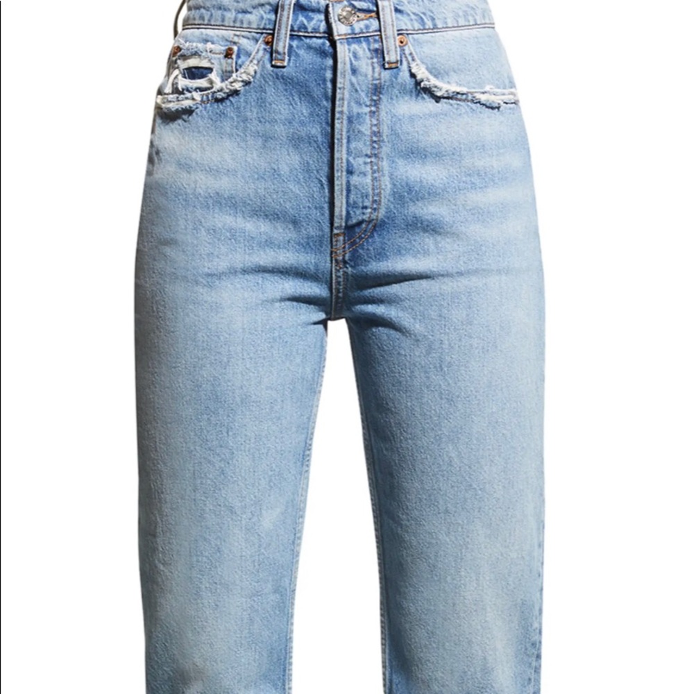 Re/Done High Waist 70s Crop Bootcut Jeans raw hem